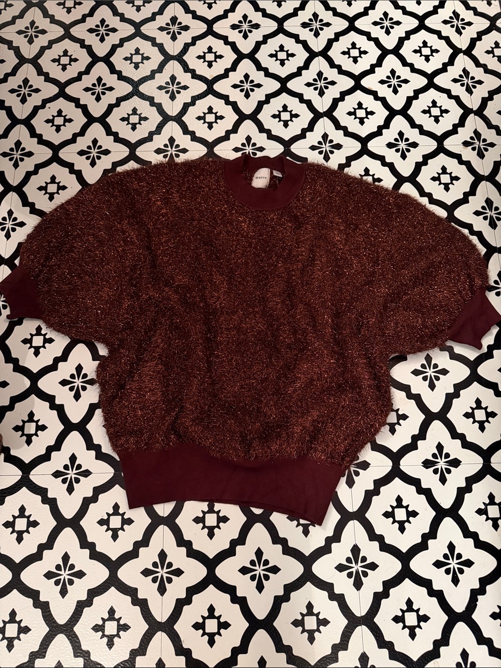 Anthropologie Maeve Metallic Copper Crewneck Sweater size large NWT